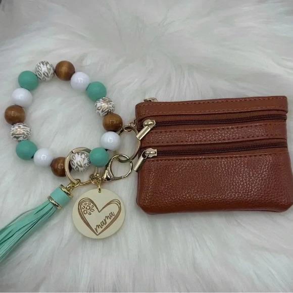 Carmella Brown Wristlet Wallet with Mom Keychain tassel - Picture 6 of 8